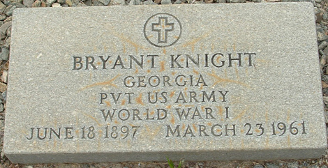 Bryant Knight's military footstone